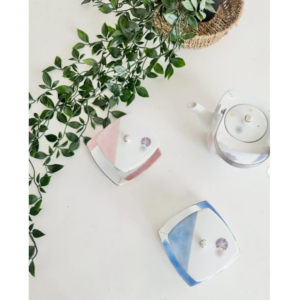 ポーセラーツインストラクターコースのティーセットの課題作品